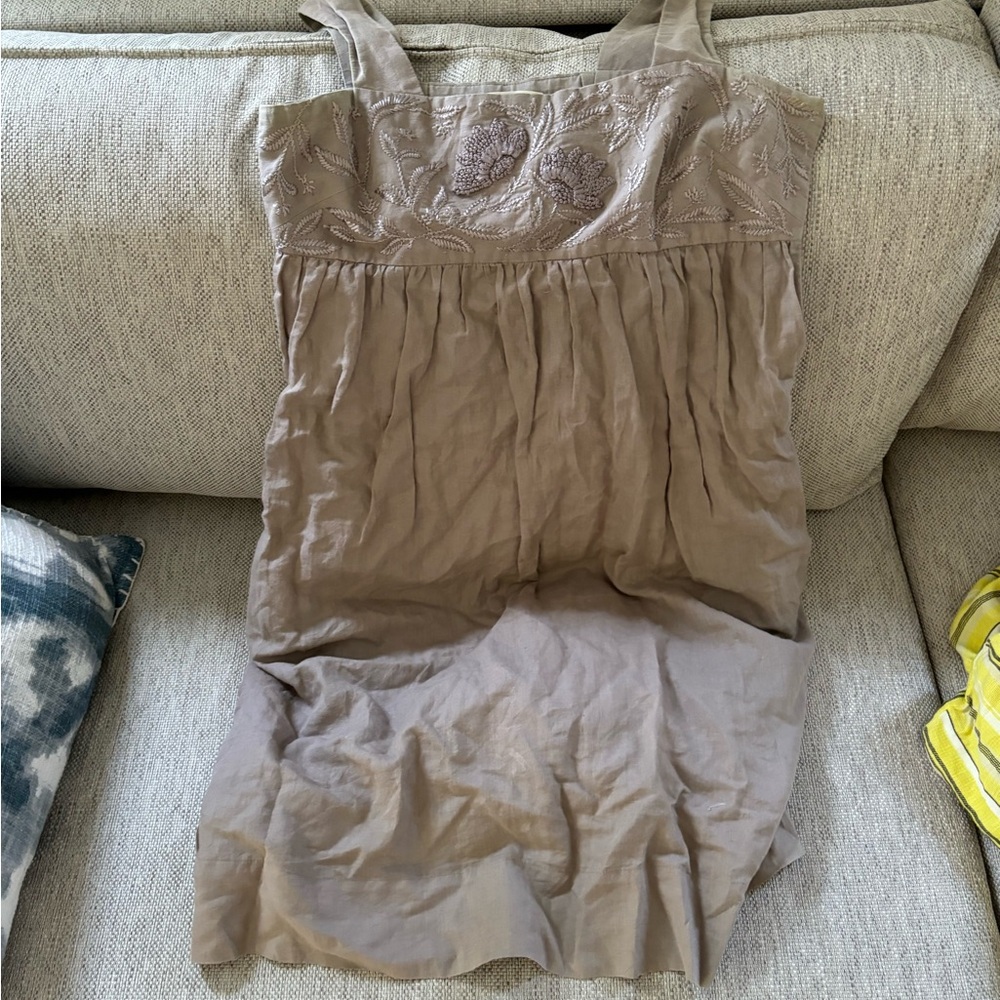Banana Republic Taupe Embroidered Midi Dress
